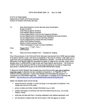 Resource Family Disaster Plan Template