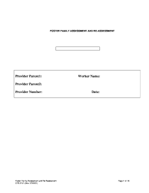 Foster Family Assessment and Re-Assessment Form