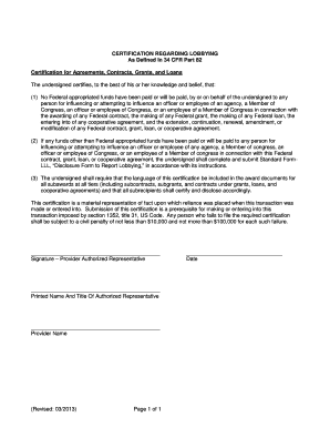 Certification Regarding Lobbying