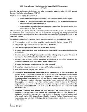 Adult Nursing Services Prior Authorization Request
