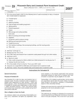 Wisconsin Dairy and Livestock Farm Investment Credit Form