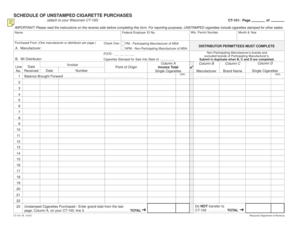 Wisconsin Unstamped Cigarette Purchase Form