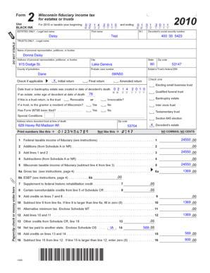 Wisconsin Fiduciary Income Tax Form 2