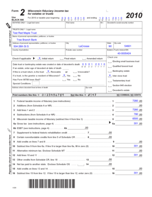 Wisconsin Fiduciary Income Tax Form 2