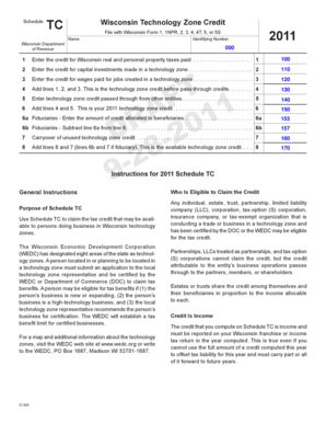 Wisconsin Technology Zone Credit Schedule TC