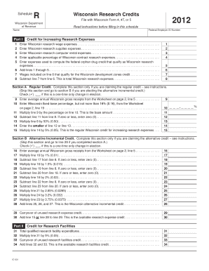 Wisconsin Research Credits Schedule R