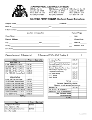 New Mexico Electrical Permit Request