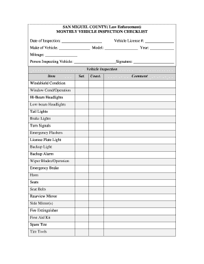 pdf printable vehicle inspection checklist