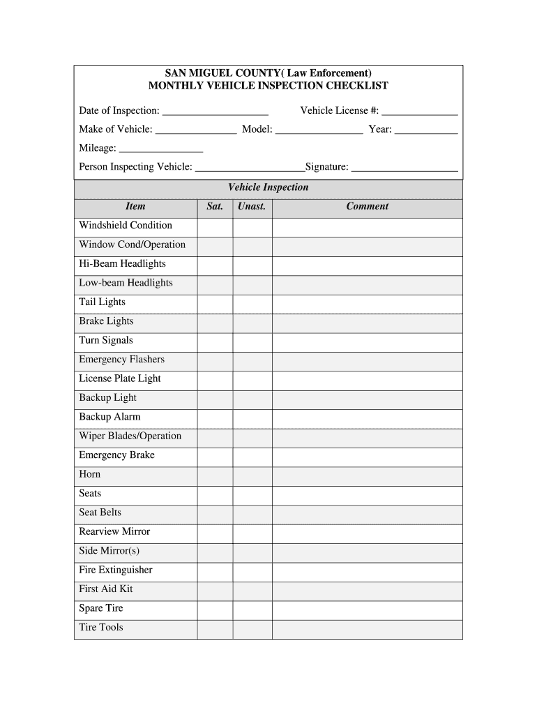 Pdf Printable Vehicle Inspection Checklist - Fill Online For Vehicle Checklist Template Word