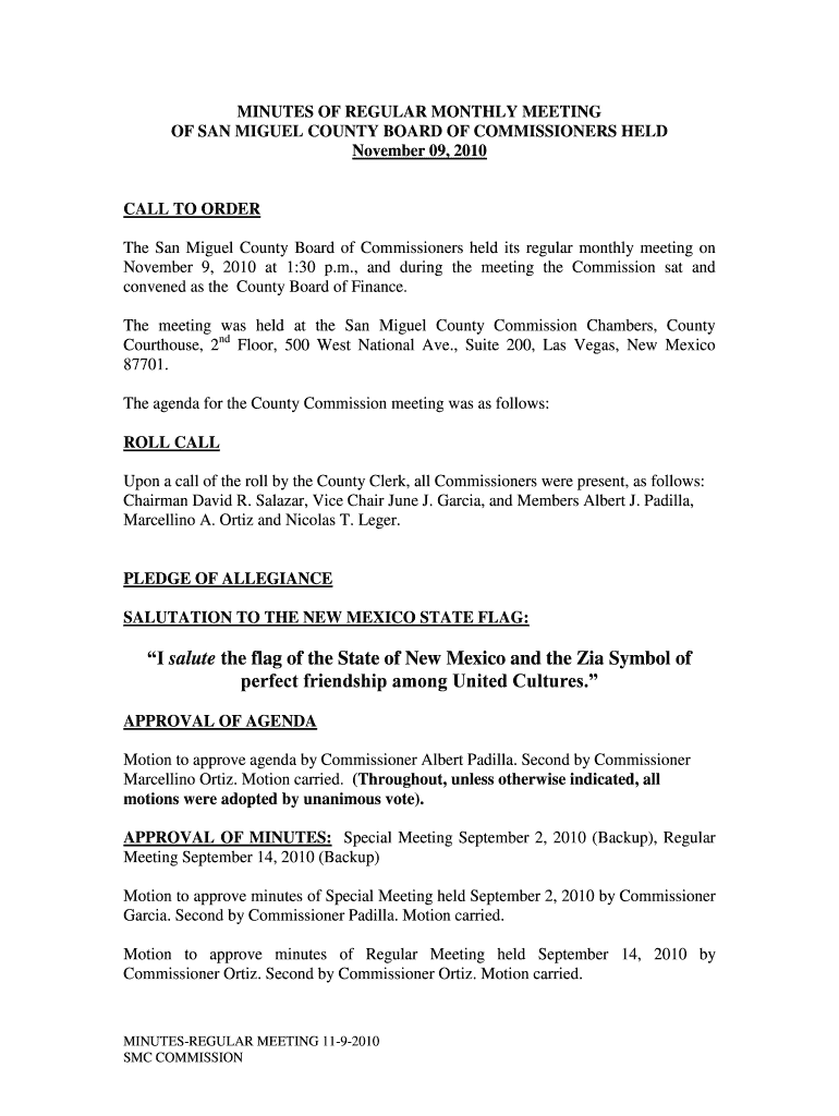 Regular meeting november 9, 2010 - San Miguel County Preview on Page 1