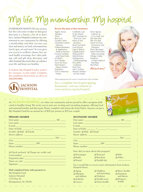Jackson Hospital Membership Card Application