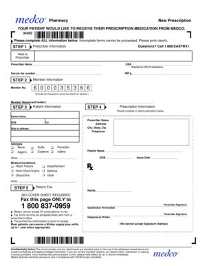 Pharmacy New Prescription Form