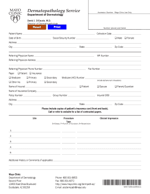 Mayo Clinic Dermatopathology Service Form