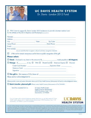 UC Davis Health System Donation Form