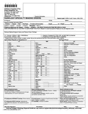 Radiology Specialty Imaging Orders