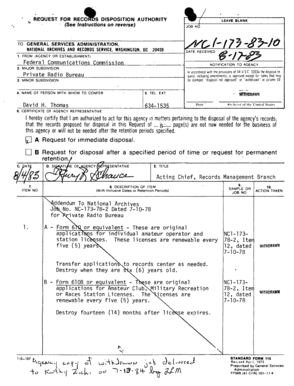 Request for Records Disposition Authority