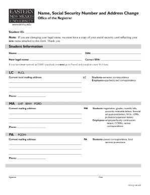 Student Name and Address Change Form