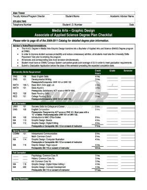 Graphic Design Associate of Applied Science Degree Plan Checklist - roswell enmu