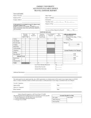Emory University Travel Expense Report