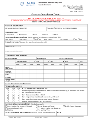 Confined Space Entry Permit