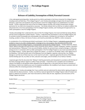 Emory Pre-College Program Parental Consent