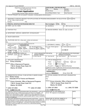 NIH Grant Application Form PHS 398