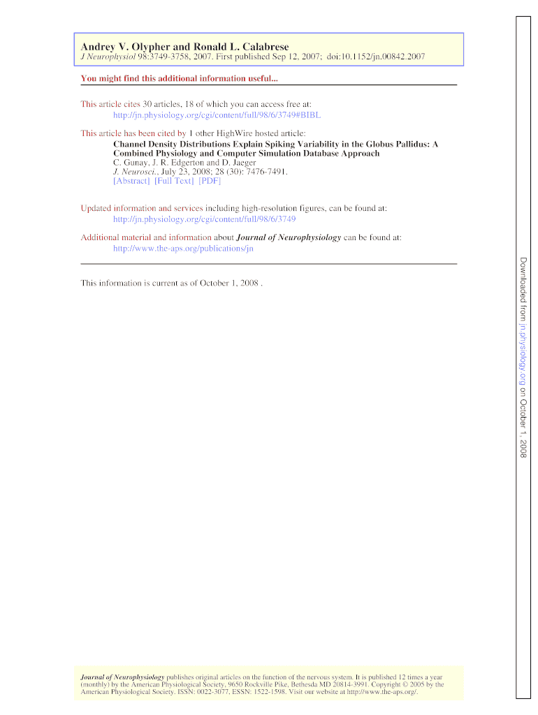 Andrey V Olypher and Ronald L Calabrese - Biology Department - biology emory Preview on Page 1