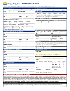 Test Requisition Form