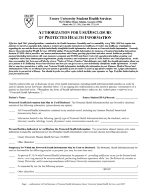 Emory University HIPAA Authorization Form