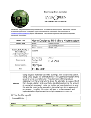 Clean Energy Grant Application THE EVERGREEN STATE COLLEGE Please read the grant application guidelines prior to submitting your proposal - academic evergreen