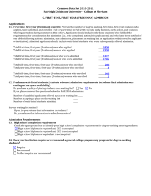 Freshman Admission Application Form