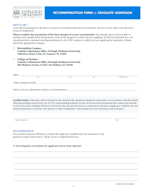 Graduate Admission Recommendation Form