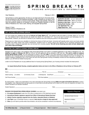 Spring Break Housing Application