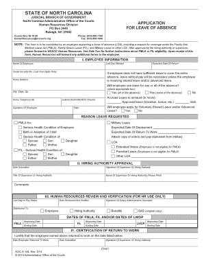 North Carolina Leave of Absence Application