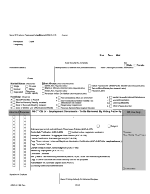 North Carolina Judicial Branch Personnel Data Sheet