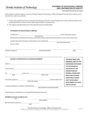 Statement of Educational Purpose and Confirmation of Identity