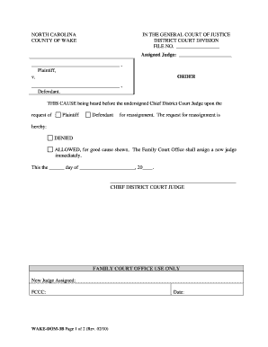 North Carolina District Court Reassignment Order