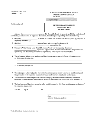 Motion in Opposition to Production of Records