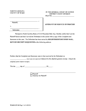 Affidavit of Service of Process