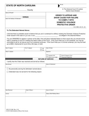 Cv full form - In The General Court Of Justice District Court Division VERSUS Name And Address Of Defendant ORDER TO APPEAR AND SHOW CAUSE FOR FAILURE TO COMPLY WITH DOMESTIC VIOLENCE PROTECTIVE ORDER G - nccourts