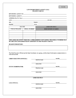 Law Enforcement Weapon Turn-In Form