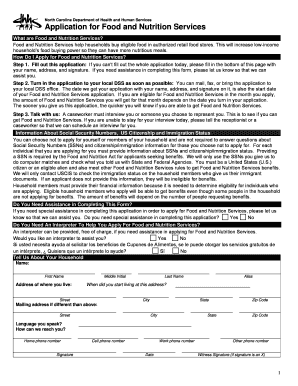 North Carolina Food and Nutrition Services Application