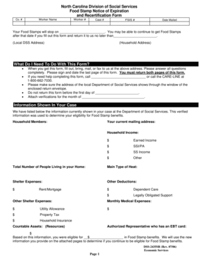 North Carolina Food Stamp Recertification Form