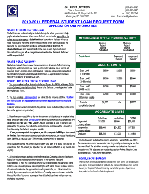 2010-2011 Federal Student Loan Request Form