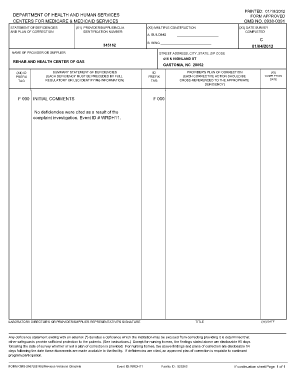 Statement of Deficiencies Form CMS-2567