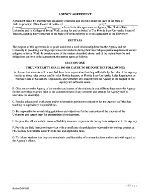 AGENCY AGREEMENT - FSU College of Social Work - Florida State ... - csw fsu