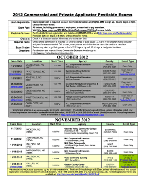North Carolina Pesticide Applicator Exam Registration