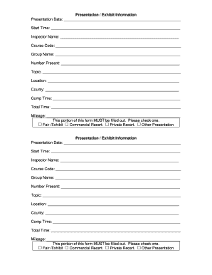 Presentation Exhibit Information Form