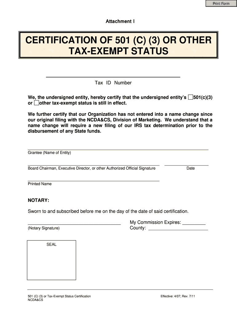 Nc Certification 501 3 Form Fill Online Printable Fillable Blank