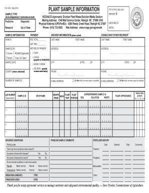 Plant Sample Information Form AD-4
